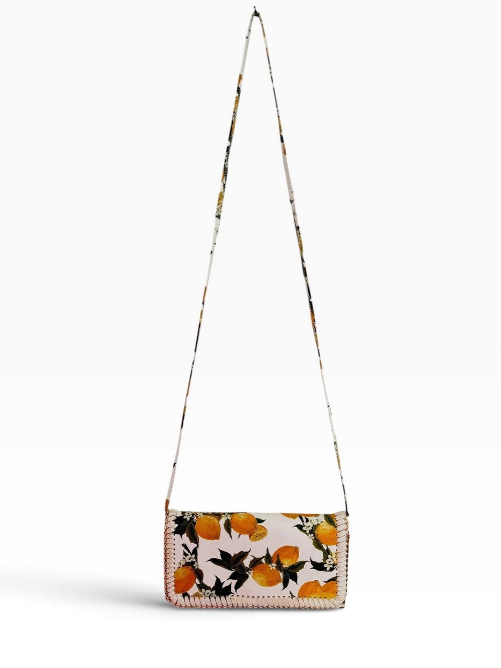 White Lemon Print Crossbody Bag/clutch